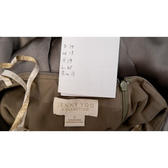 JENNY YOO 'Kendra' Satin Gown in Moss Sage Green NWT US 0 - Picture 13 of 13